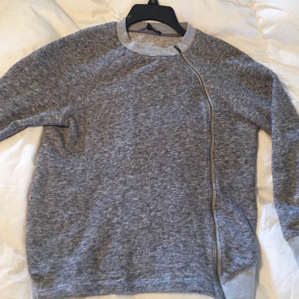 Theory Asymmetrical zip up sweater in gray