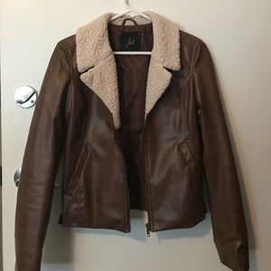 Brown leather jacket from Pacsun