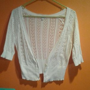 Cream lace cropped cardigan