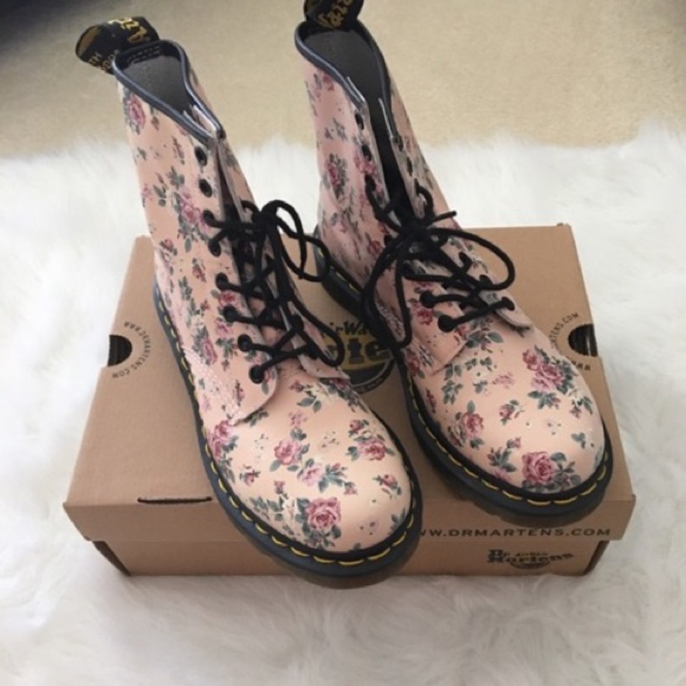 Vintage Pink Rose Doc Martens