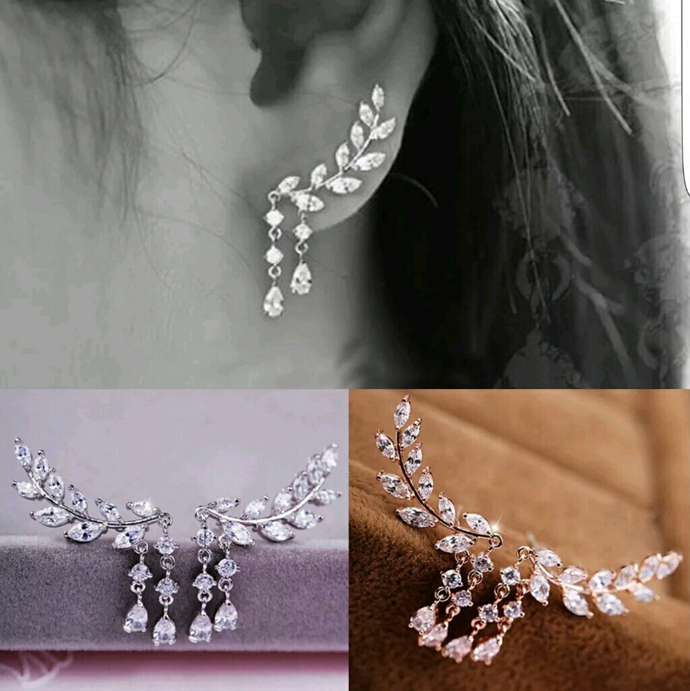 ♥Gorgeous Crystal Dangle Ear Climbers♥ - Picture 1 of 6