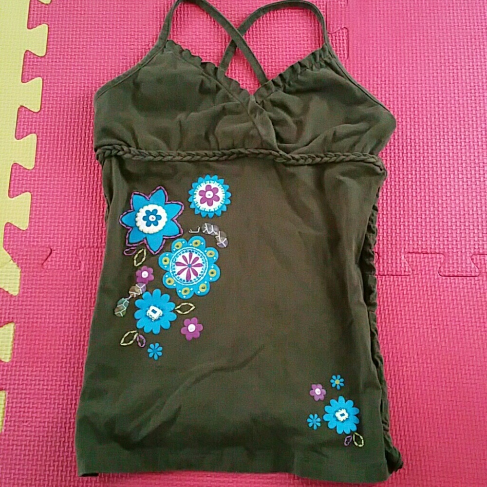 Olive Green Top for Girl,  size M 7/8