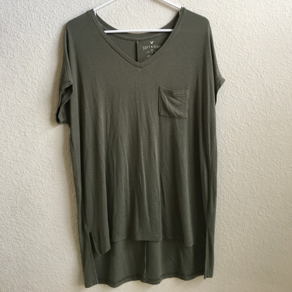 AE olive green ribbed tunic top