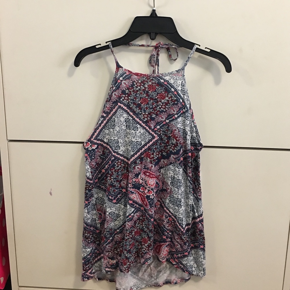 Colorful tie up tank top open back