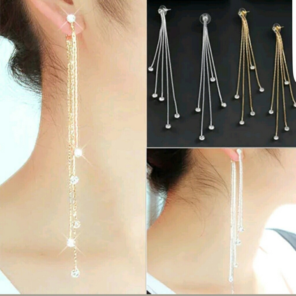 ♥Stunning Rhinestone Tassel Earrings