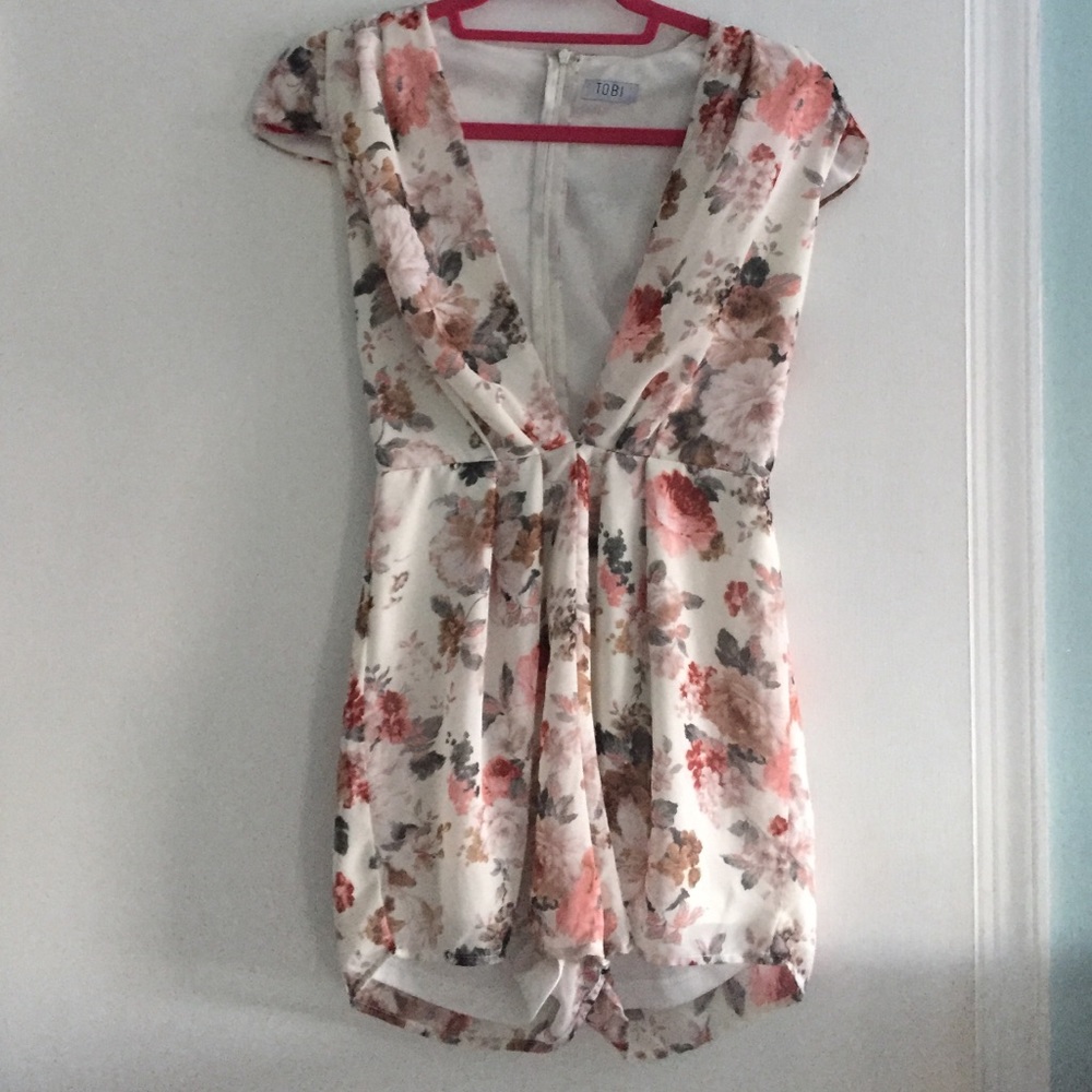 Floral deep V romper