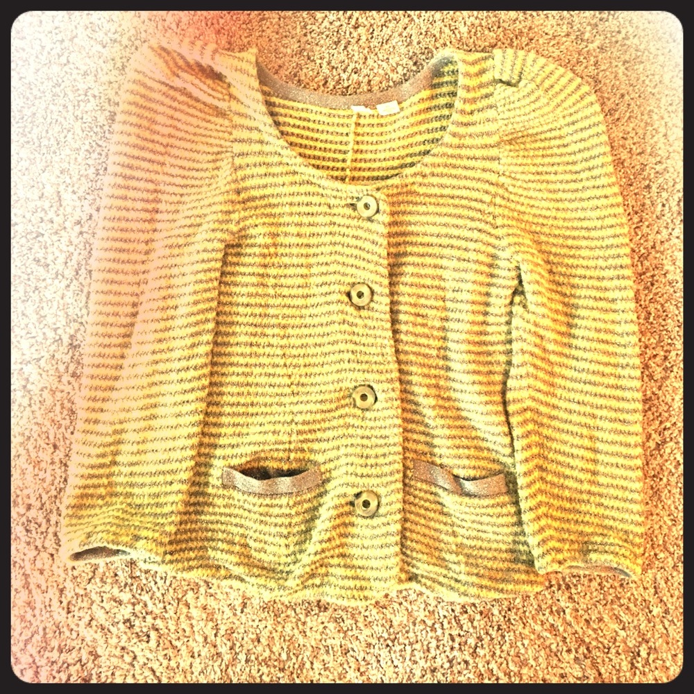 Anthropologie striped puff sleeve sweater Medium