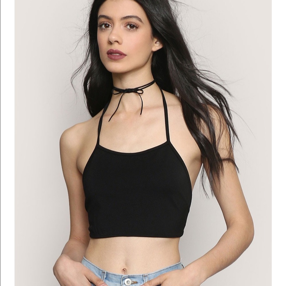 NWT Black Crop Top Halter