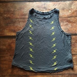Grey lighting bolt muscle tee