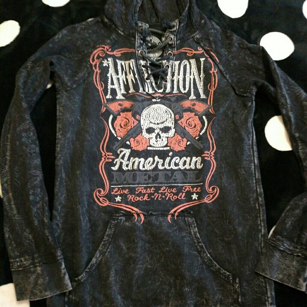 !!!SOLD!!!!Affliction lace sleeve Sweatshirt S