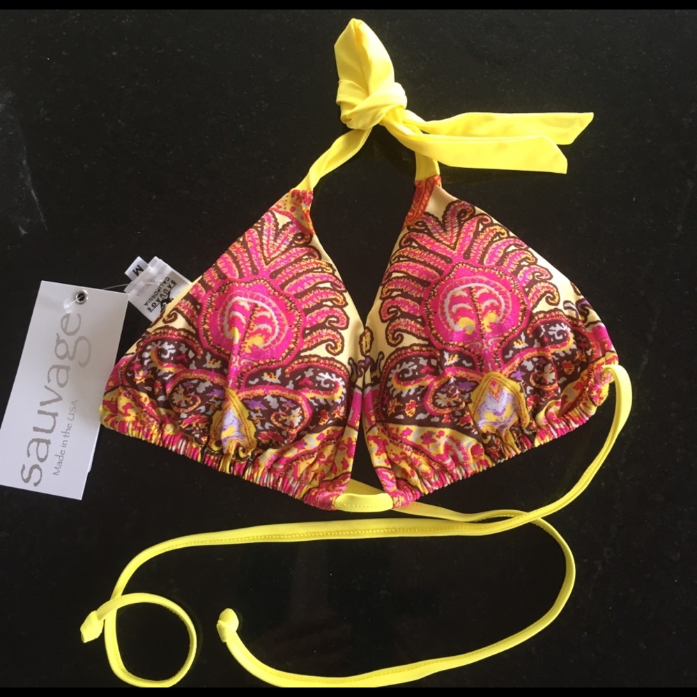 Sauvage yellow gypsy bikini top