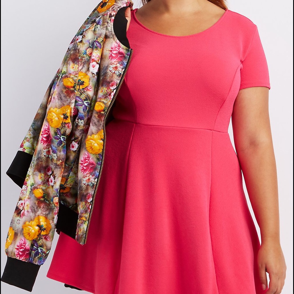 Plus size Hot pink 3x Scuba Fabric Skater Dress