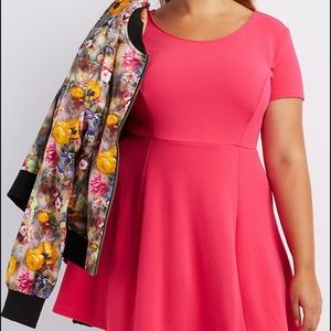 Plus size Hot pink 3x Scuba Fabric Skater Dress