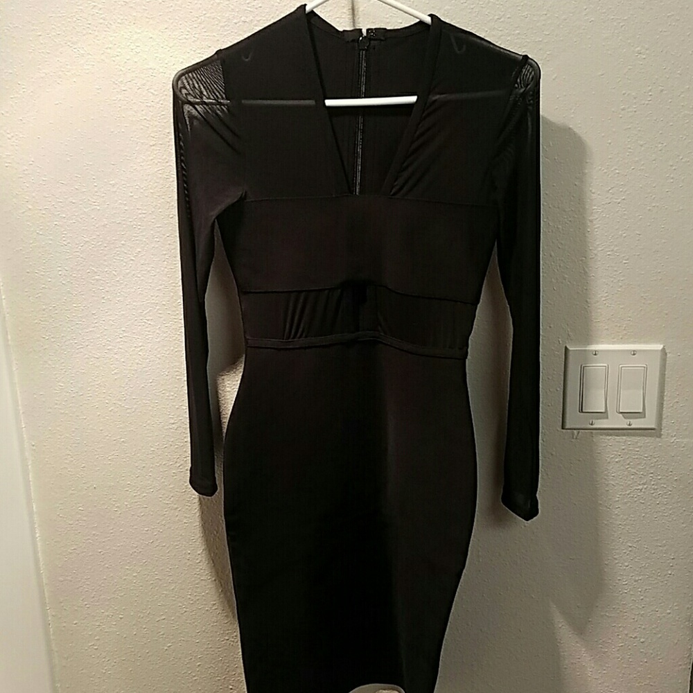 Mesh Long Sleeve Cutout Bandage Dress #793 - Picture 4 of 5