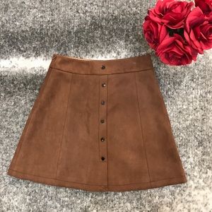 Suede-like Button Skirt