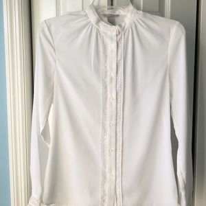 High Neck White Blouse
