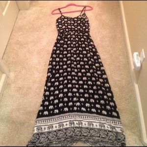 Forever 21 elephant print full length dress