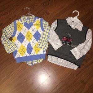 NWOT 2 boys dress shirts, with sweater vests