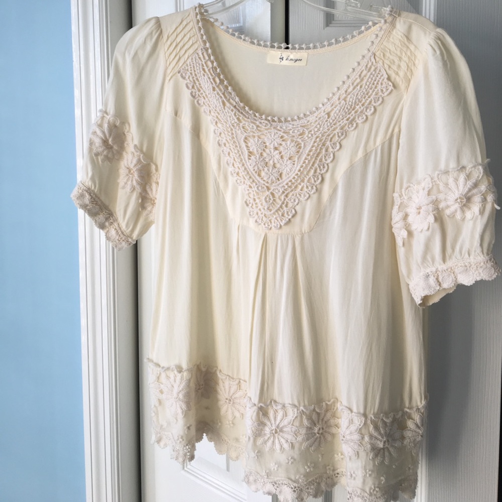 Cream Peasant Blouse