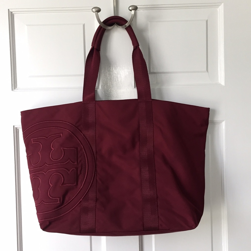 Burgundy Tory Burch Nylon Tote