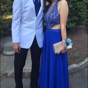 Dave & Johnny Plunge Cutout Prom Dress