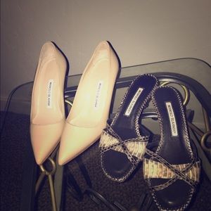 Manolo Blahnik pumps and sandals.