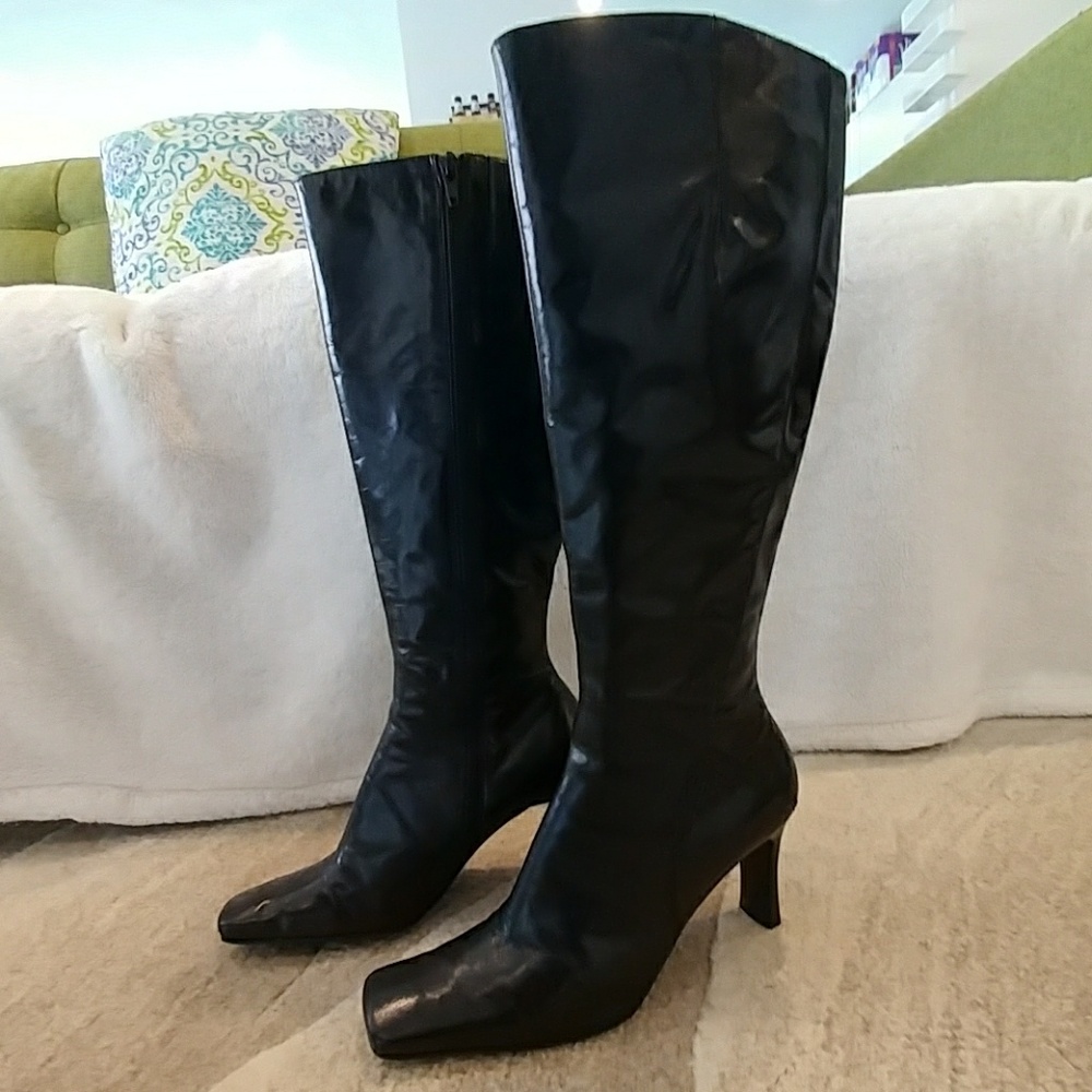 Black Leather Nine West Knee High Boots