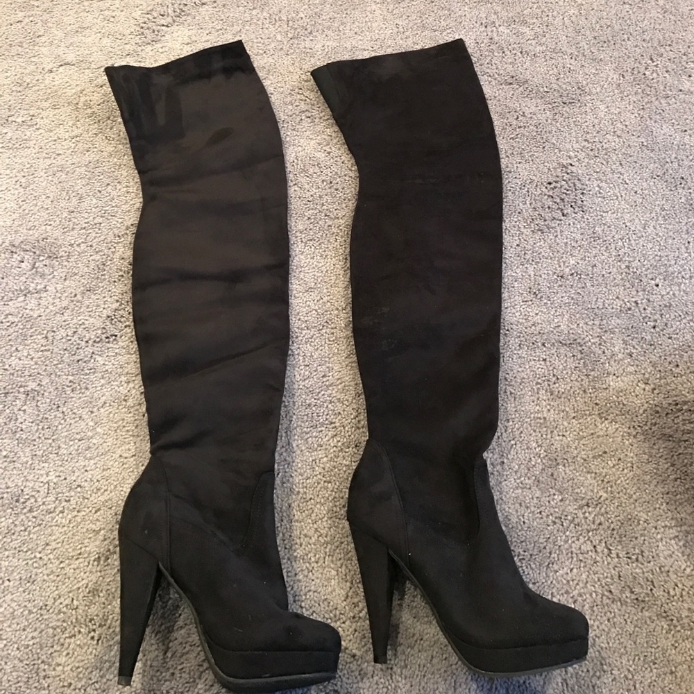 SUPER high  suede black boots
