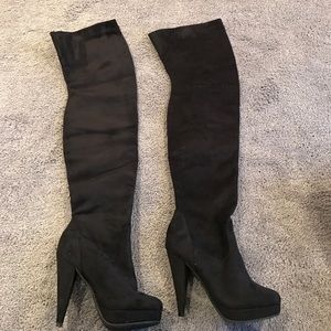 SUPER high suede black boots