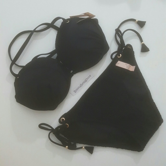 Victoria's secrets 36C BLACK BIKINI BUNDLE NWT