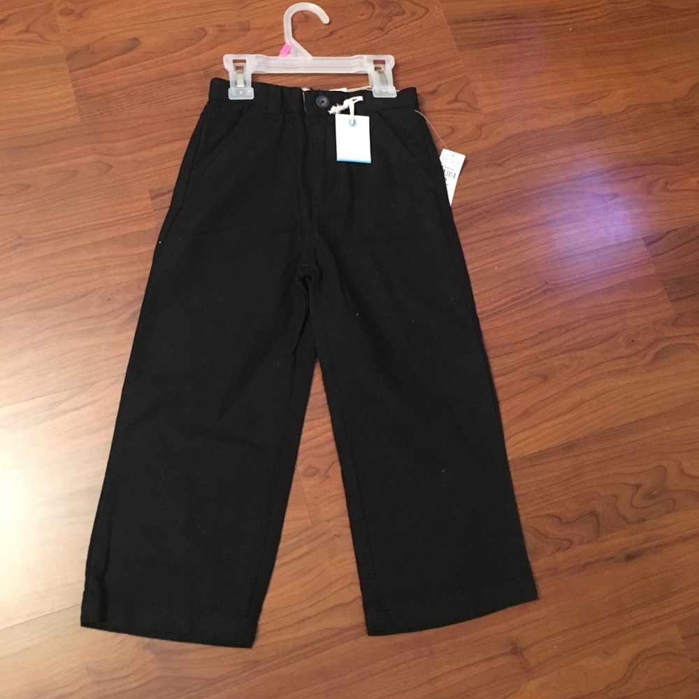 Boys black linen pants adjustable waist 4T