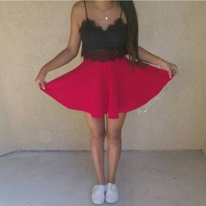 Red skater skirt