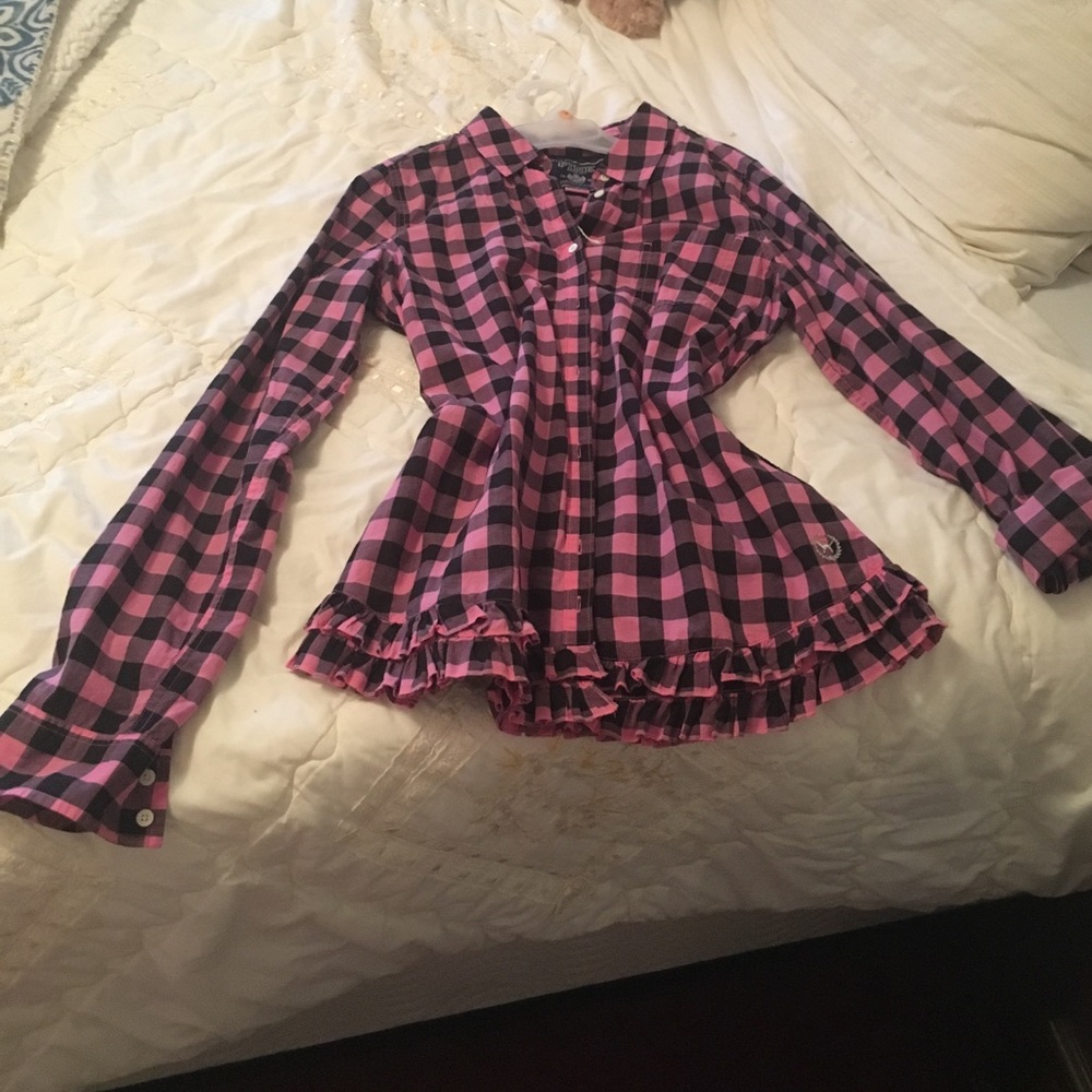 Pink and Black Checkered Blouse