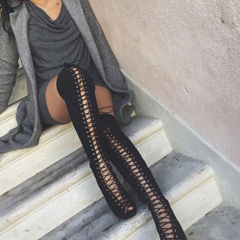 Black Thigh High Boots