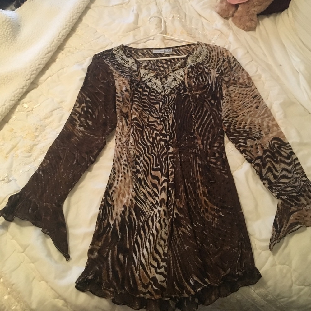 Animal Print Shear Blouse