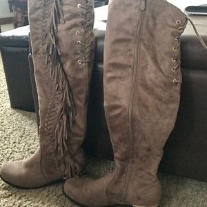 Fringe over the knee boot