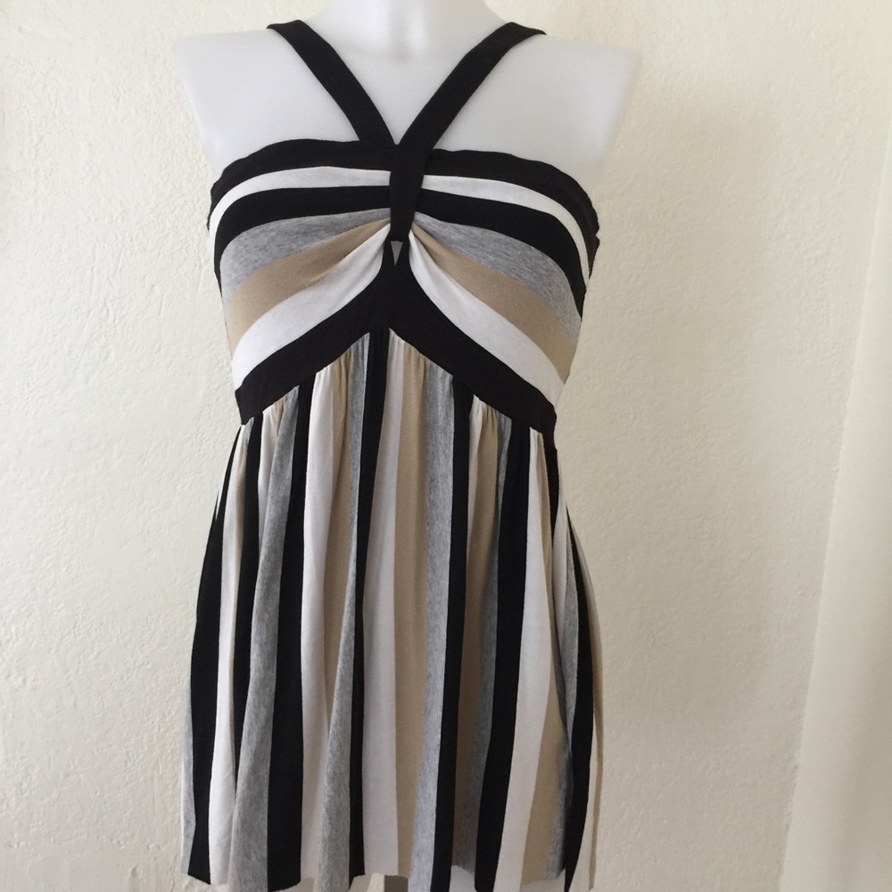 Bailey 44 Striped Empire Waist Halter Top Sz M
