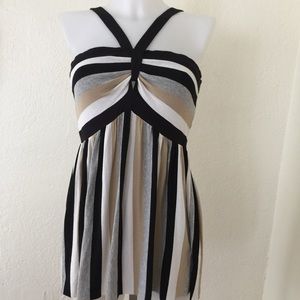 Bailey 44 Striped Empire Waist Halter Top Sz M