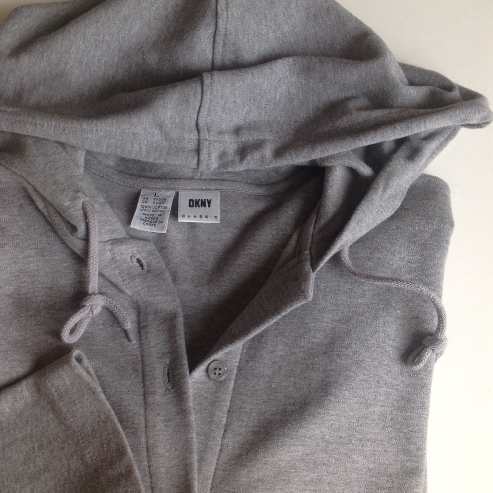 DKNY Classic Gray Hooded Knit  Top
