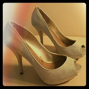 Zara Peep Toe Gold/Silver Peep Toe Platform