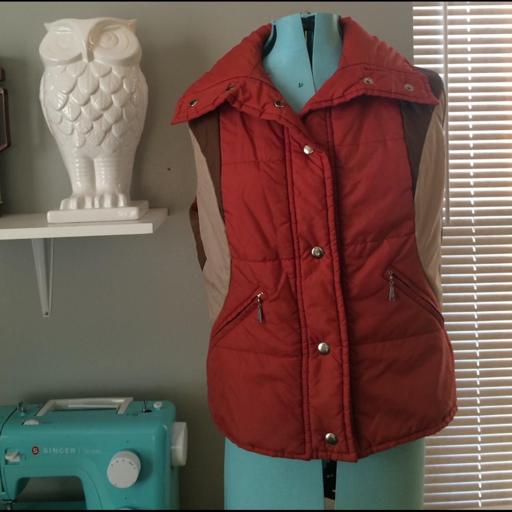Orange/tan/brown retro-style vest
