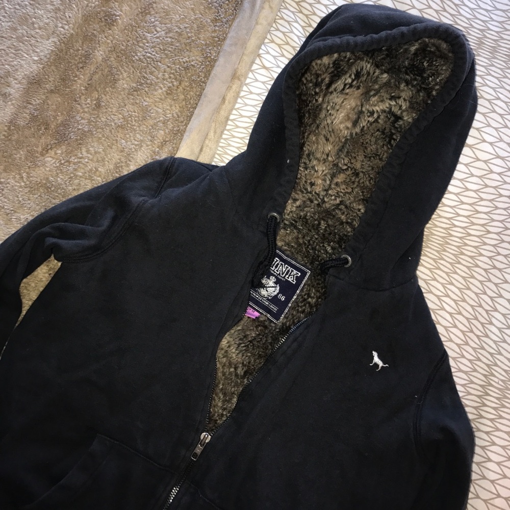 PINK FUR LINED HOODIE