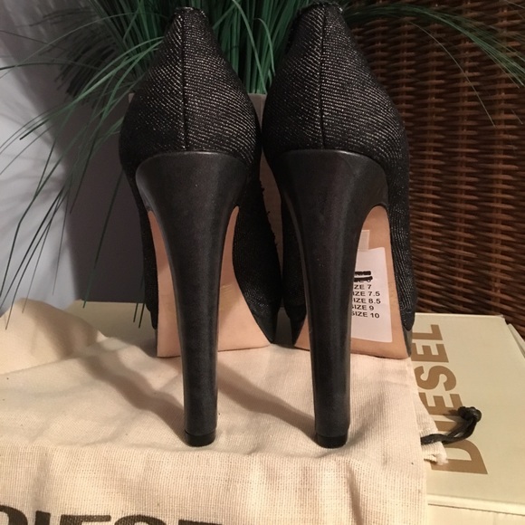 🔥NIB Diesel Melrose Ashly Black Denim Pump🔥 - Picture 4 of 5