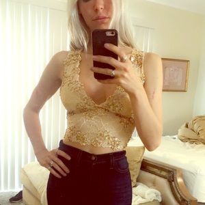 Lace and Sequin BeBe Top