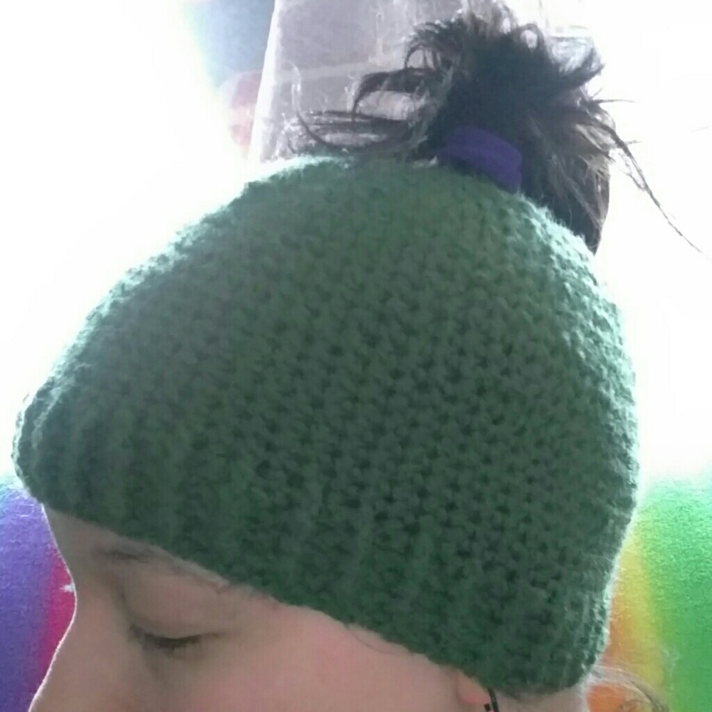 Hand Made Messy Bun Beanie