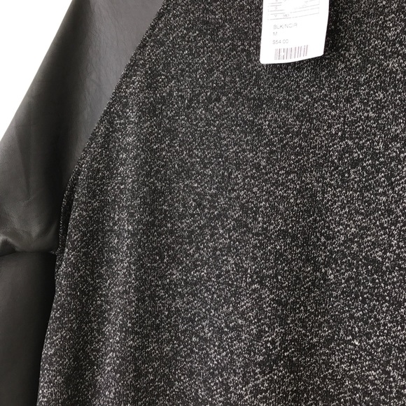 The Narrows Faux Leather Sleeve Crew Neck Sweater - Picture 2 of 4