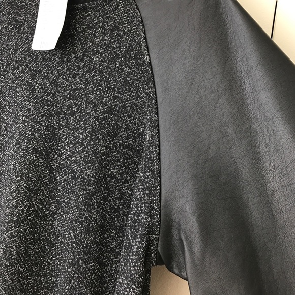 The Narrows Faux Leather Sleeve Crew Neck Sweater - Picture 3 of 4