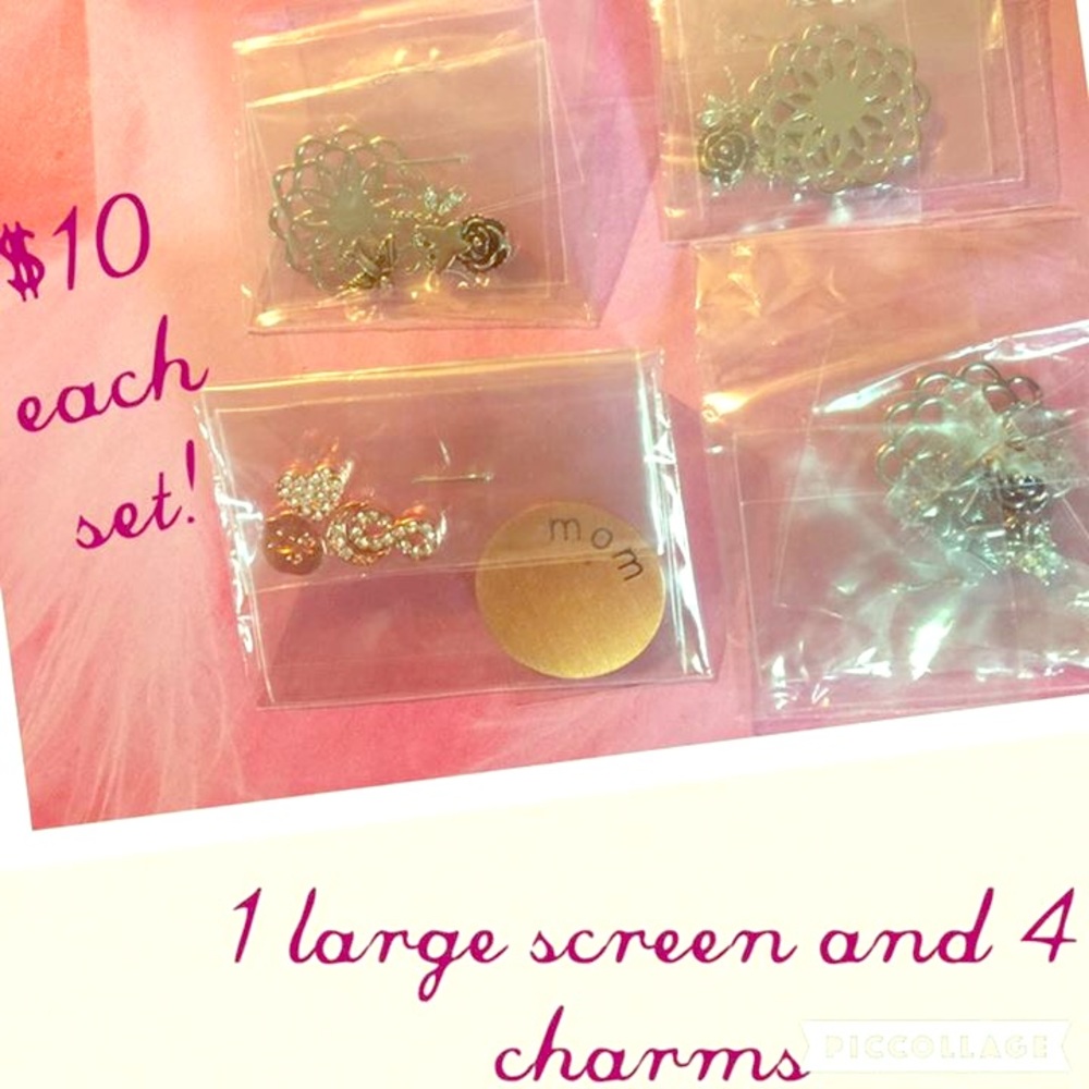 Set of 1 large locket screen plus 4 charms.