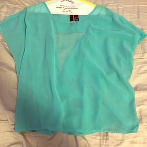 Blue, open back, t shirt