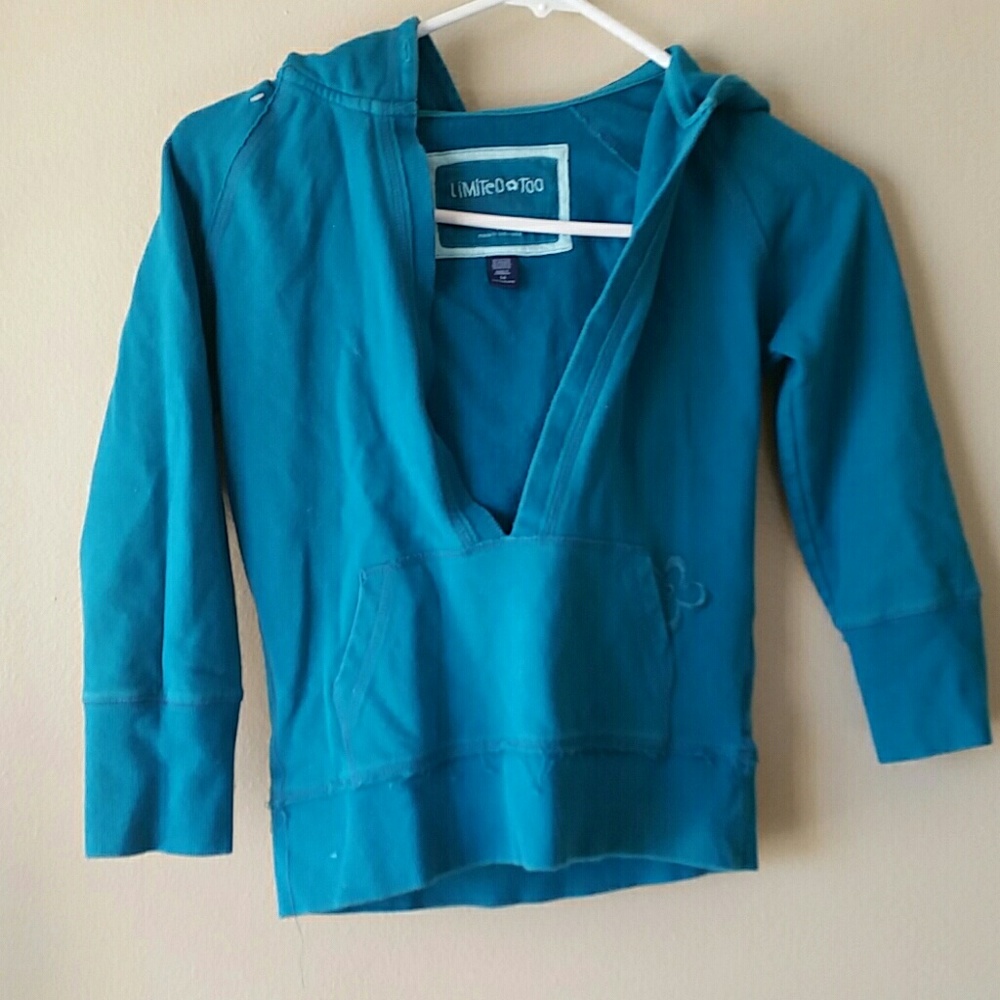 Limited Too Teal Hoodie Deep V for Layering